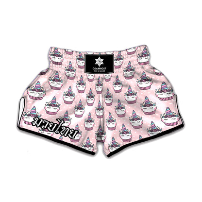 Unicorn Cupcake Pattern Print Muay Thai Boxing Shorts