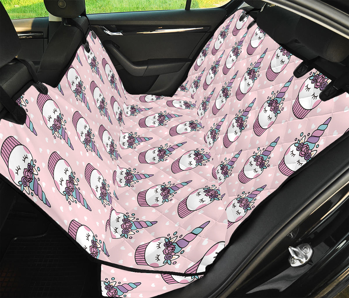 Unicorn Cupcake Pattern Print Pet Car Back Seat Cover