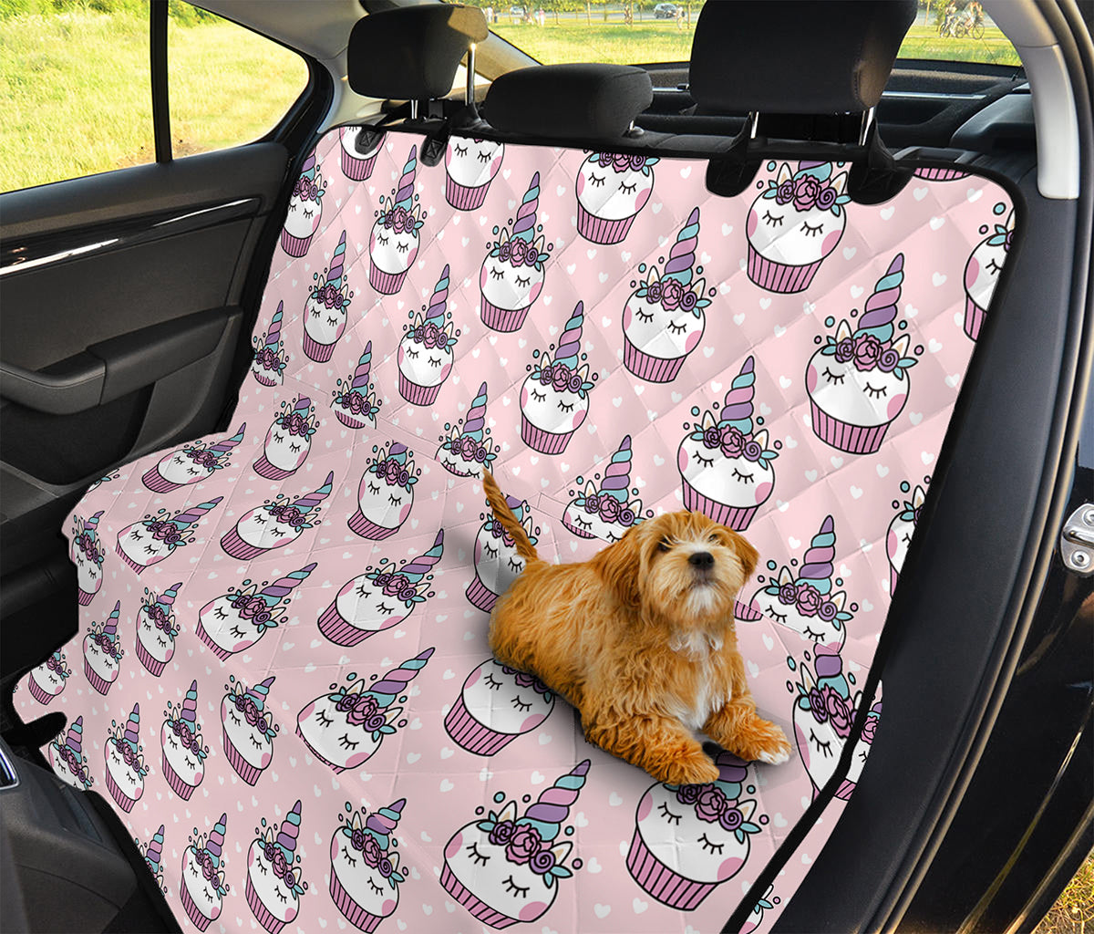 Unicorn Cupcake Pattern Print Pet Car Back Seat Cover