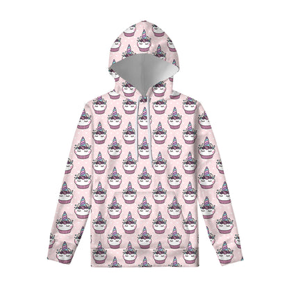 Unicorn Cupcake Pattern Print Pullover Hoodie