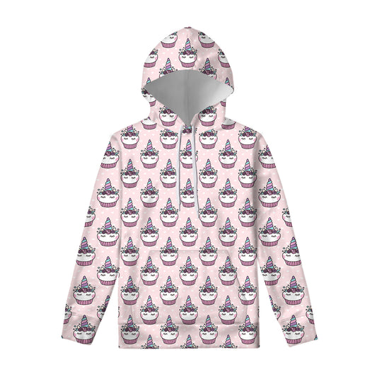 Unicorn Cupcake Pattern Print Pullover Hoodie