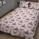 Unicorn Cupcake Pattern Print Quilt Bed Set