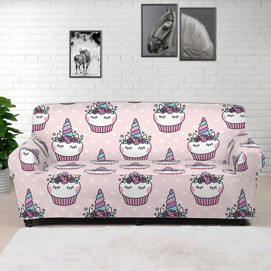 Unicorn Cupcake Pattern Print Sofa Cover