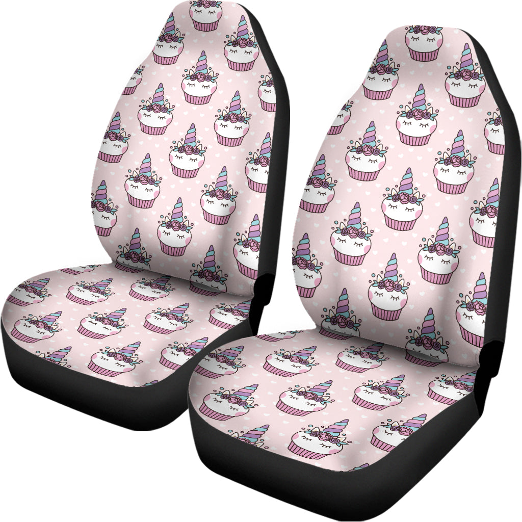 Unicorn Cupcake Pattern Print Universal Fit Car Seat Covers