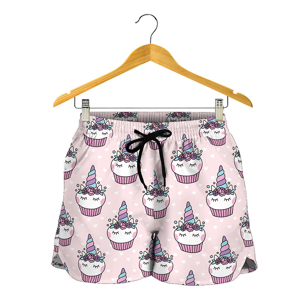 Unicorn Cupcake Pattern Print Women's Shorts