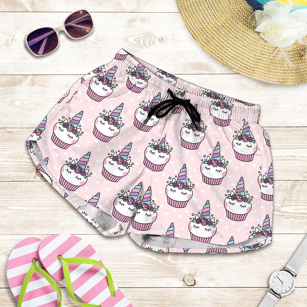 Unicorn Cupcake Pattern Print Women's Shorts