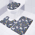 Unicorn Dream Cartoon Pattern Print 3 Piece Bath Mat Set