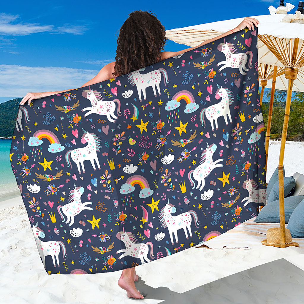 Unicorn Dream Cartoon Pattern Print Beach Sarong Wrap