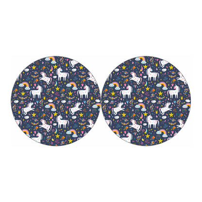 Unicorn Dream Cartoon Pattern Print Car Coasters
