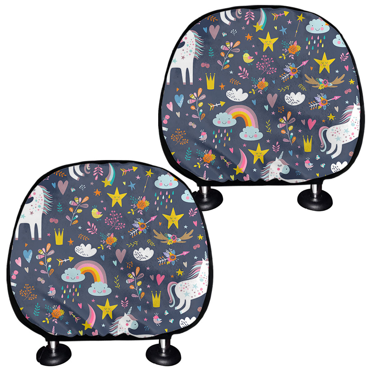 Unicorn Dream Cartoon Pattern Print Car Headrest Covers