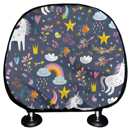 Unicorn Dream Cartoon Pattern Print Car Headrest Covers