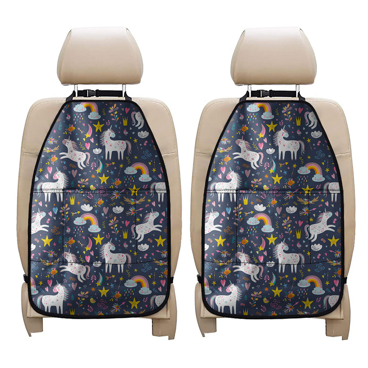 Unicorn Dream Cartoon Pattern Print Car Seat Organizers