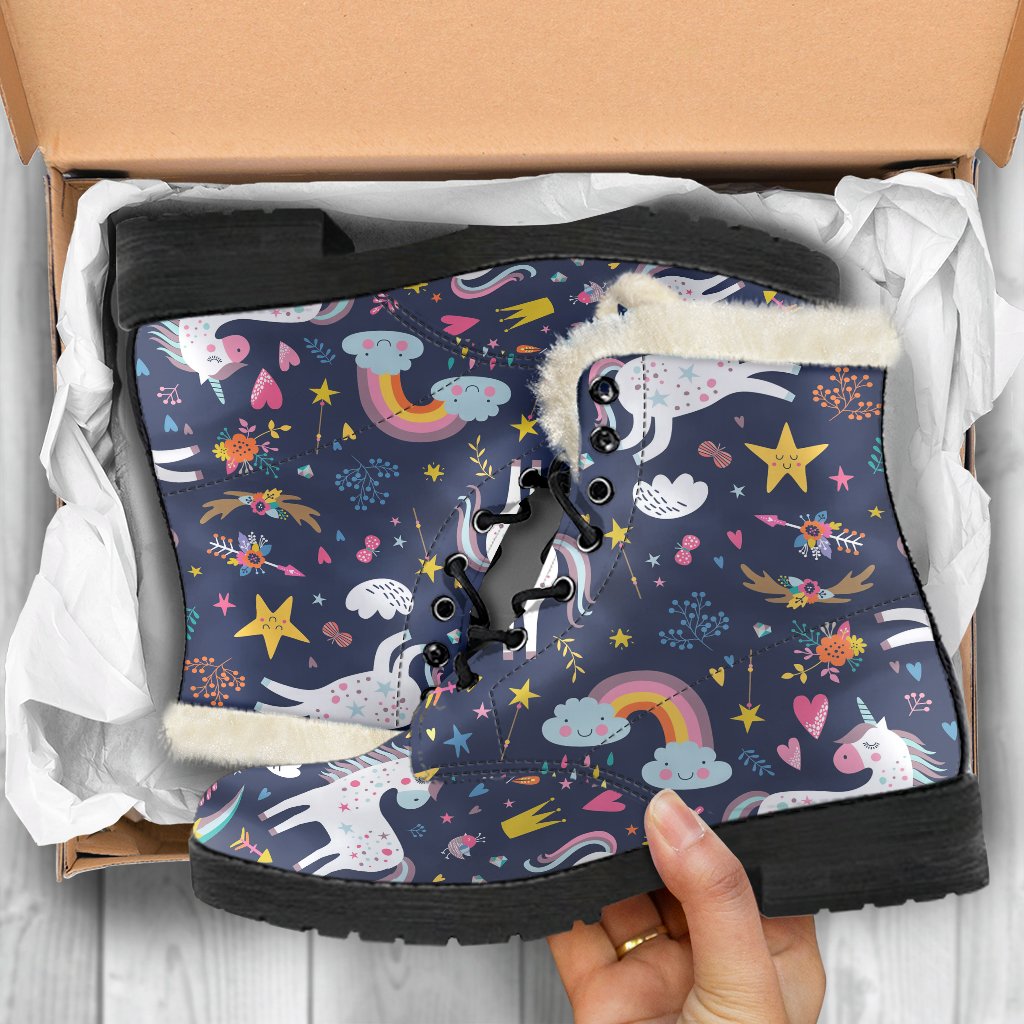Unicorn Dream Cartoon Pattern Print Comfy Boots GearFrost