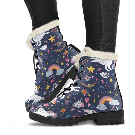 Unicorn Dream Cartoon Pattern Print Comfy Boots GearFrost