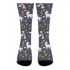 Unicorn Dream Cartoon Pattern Print Crew Socks