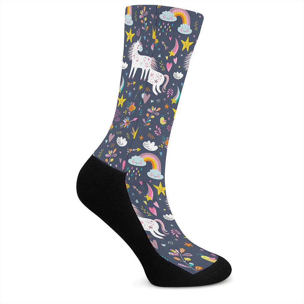 Unicorn Dream Cartoon Pattern Print Crew Socks