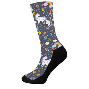 Unicorn Dream Cartoon Pattern Print Crew Socks