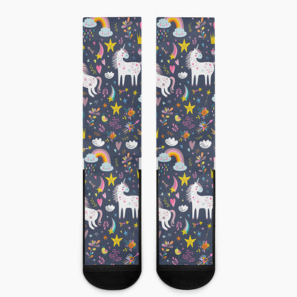 Unicorn Dream Cartoon Pattern Print Crew Socks