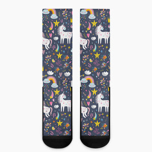 Unicorn Dream Cartoon Pattern Print Crew Socks