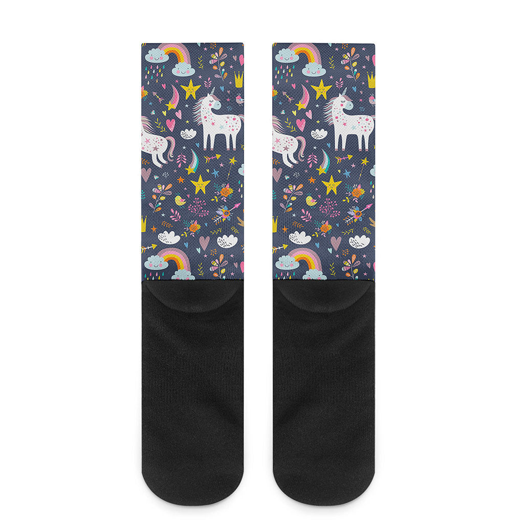 Unicorn Dream Cartoon Pattern Print Crew Socks