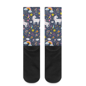 Unicorn Dream Cartoon Pattern Print Crew Socks