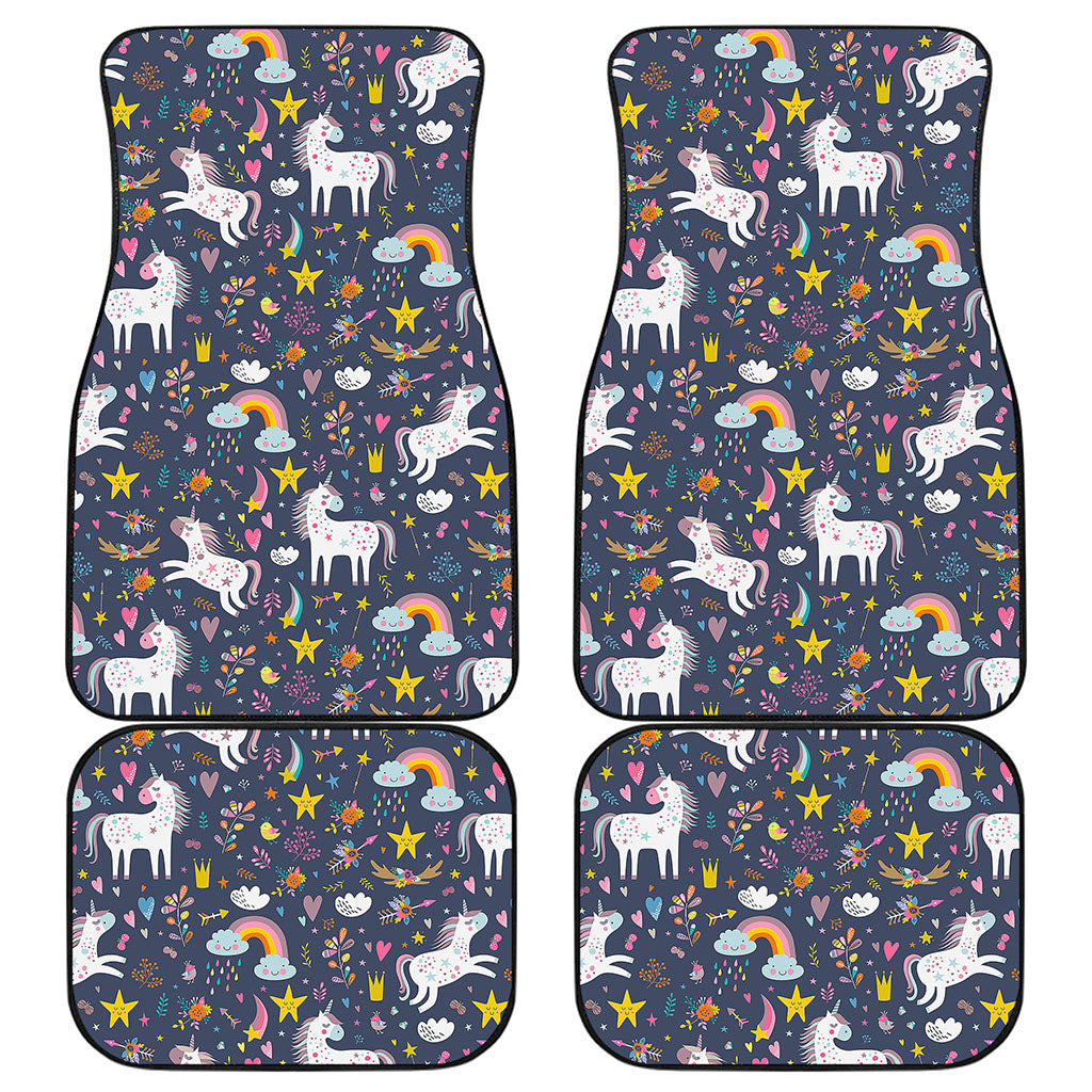 Unicorn Dream Cartoon Pattern Print Front and Back Car Floor Mats