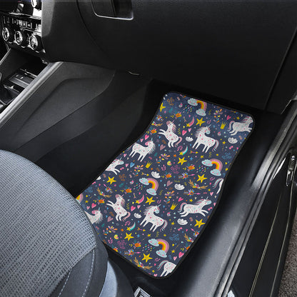 Unicorn Dream Cartoon Pattern Print Front and Back Car Floor Mats