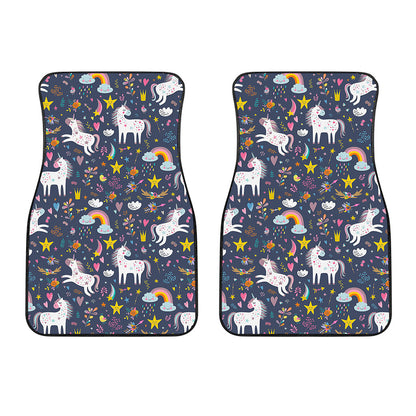 Unicorn Dream Cartoon Pattern Print Front Car Floor Mats