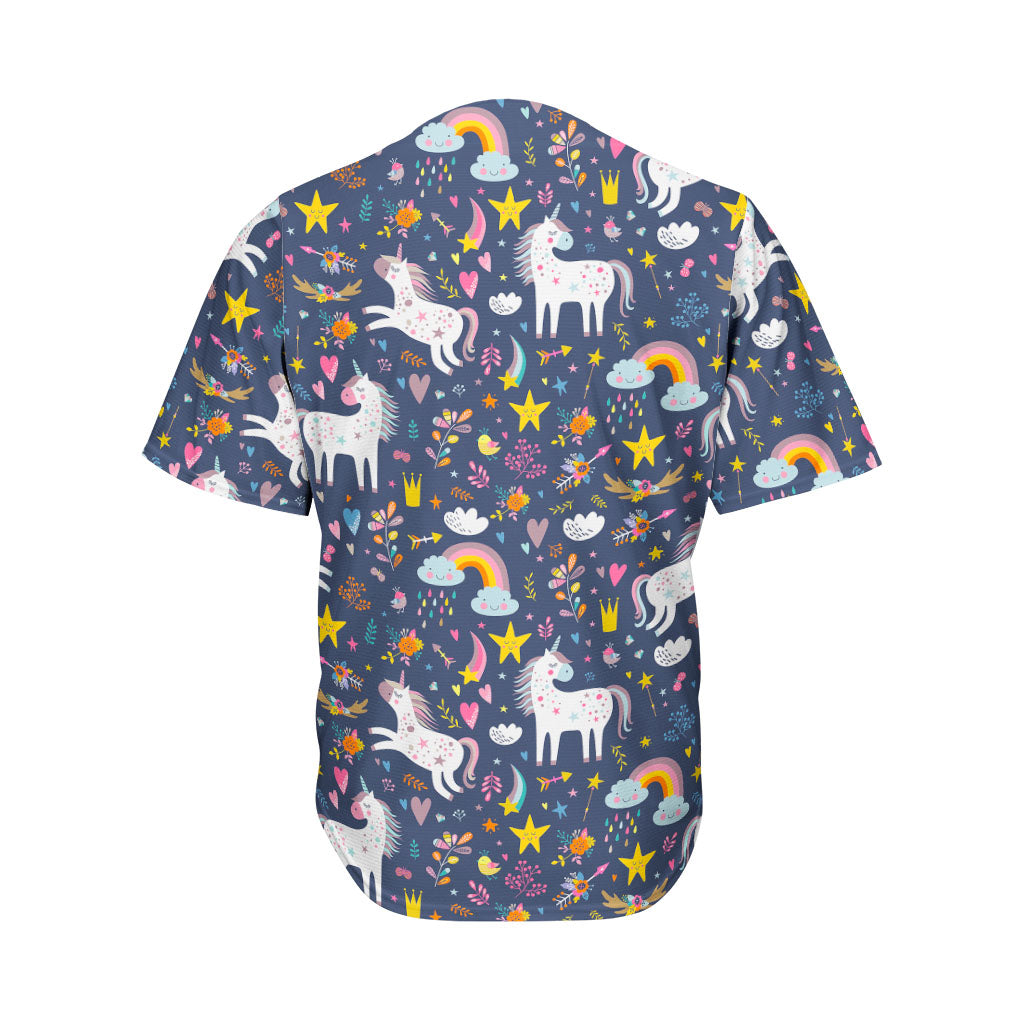 Unicorn Dream Cartoon Pattern Print Men's Baseball Jersey