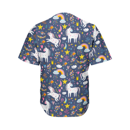 Unicorn Dream Cartoon Pattern Print Men's Baseball Jersey