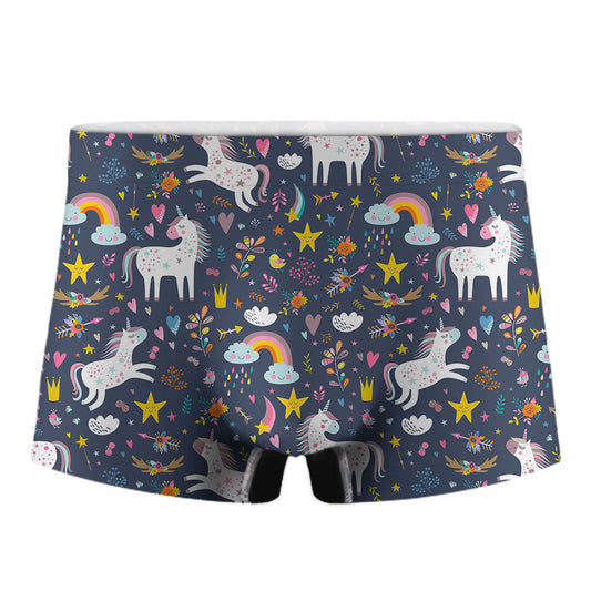 Unicorn Dream Cartoon Pattern Print Men's Boxer Briefs