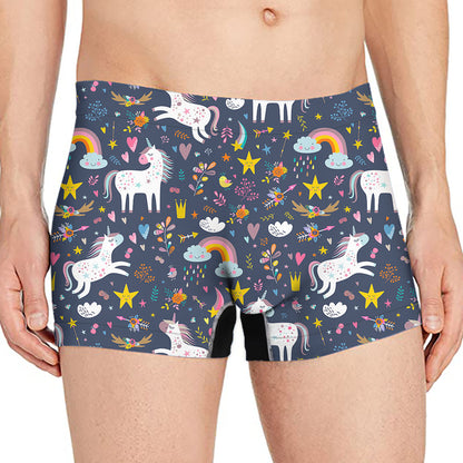 Unicorn Dream Cartoon Pattern Print Men's Boxer Briefs
