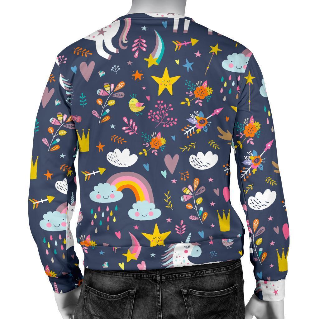 Unicorn Dream Cartoon Pattern Print Men's Crewneck Sweatshirt GearFrost