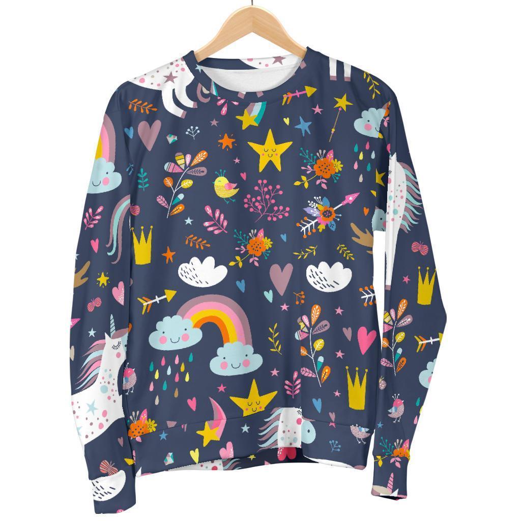 Unicorn Dream Cartoon Pattern Print Men's Crewneck Sweatshirt GearFrost