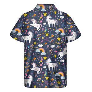 Unicorn Dream Cartoon Pattern Print Men's Short Sleeve Shirt