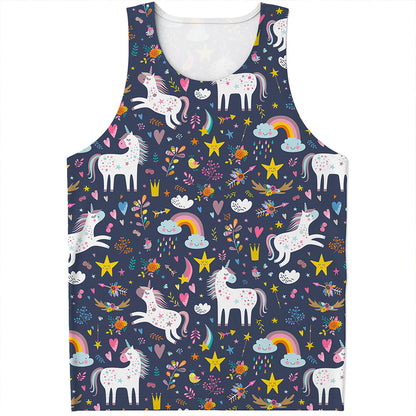 Unicorn Dream Cartoon Pattern Print Men's Tank Top