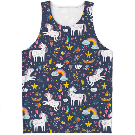 Unicorn Dream Cartoon Pattern Print Men's Tank Top