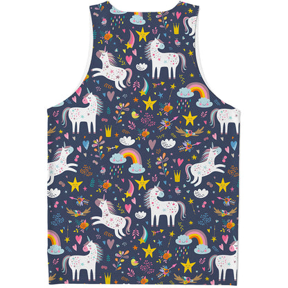 Unicorn Dream Cartoon Pattern Print Men's Tank Top
