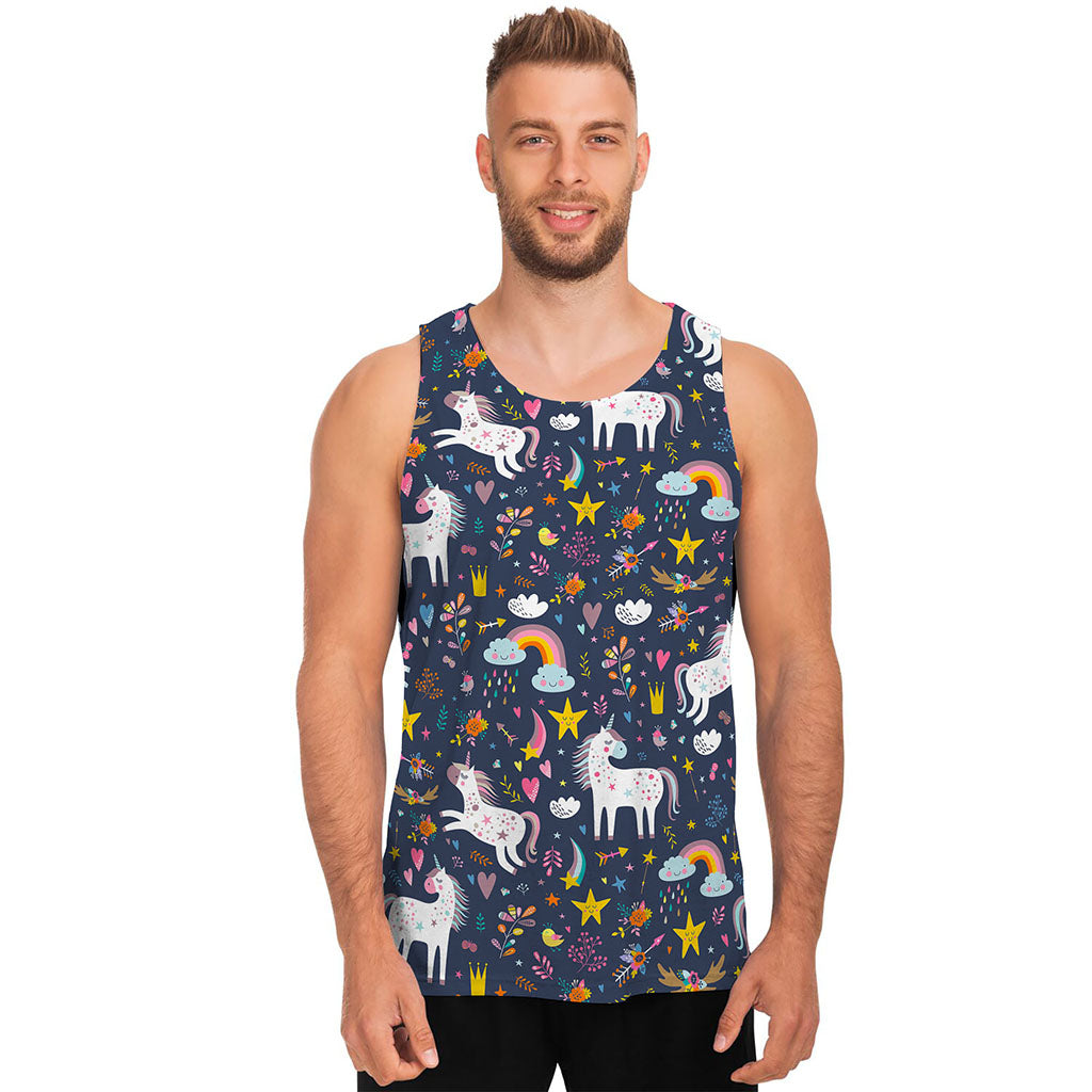 Unicorn Dream Cartoon Pattern Print Men's Tank Top