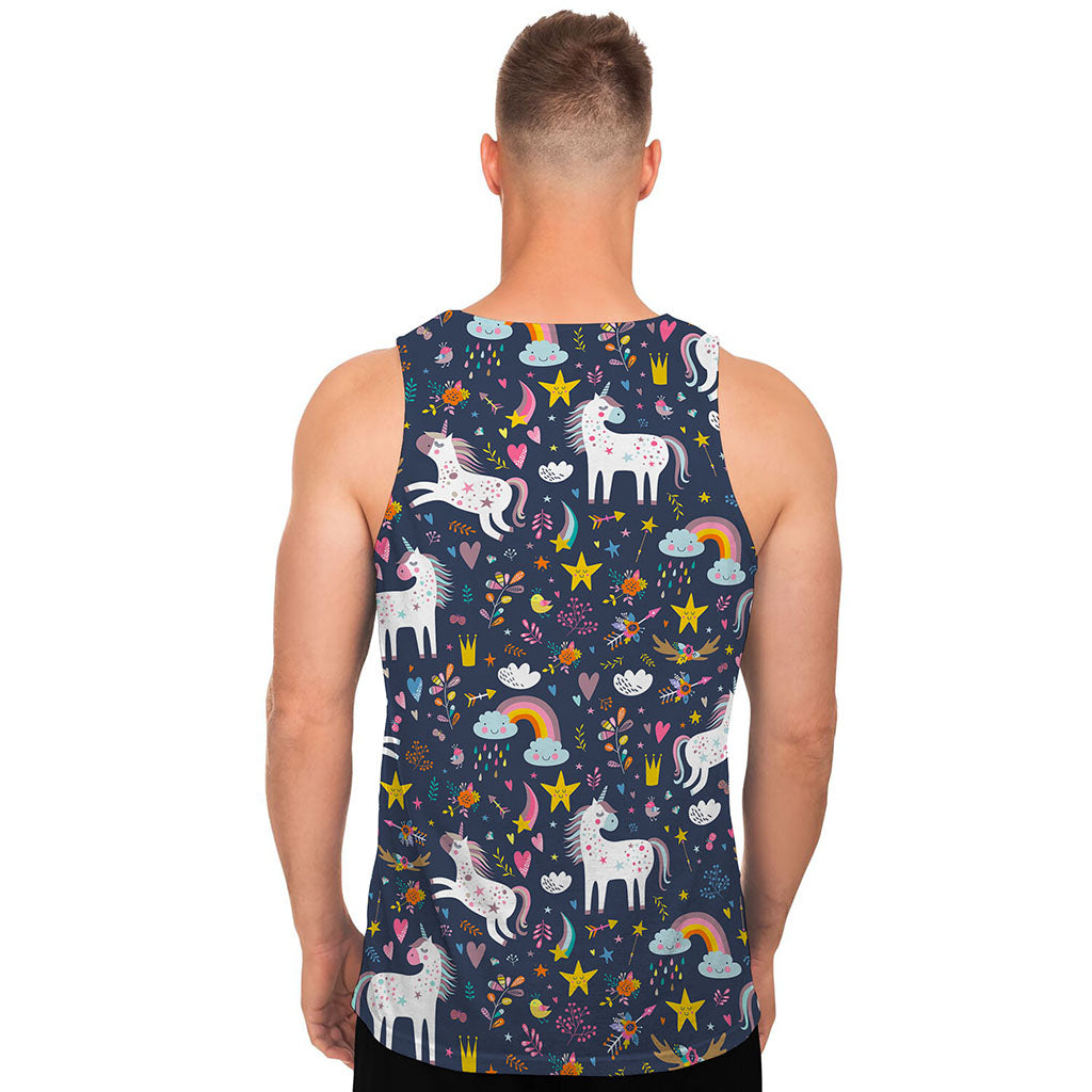 Unicorn Dream Cartoon Pattern Print Men's Tank Top