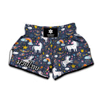 Unicorn Dream Cartoon Pattern Print Muay Thai Boxing Shorts