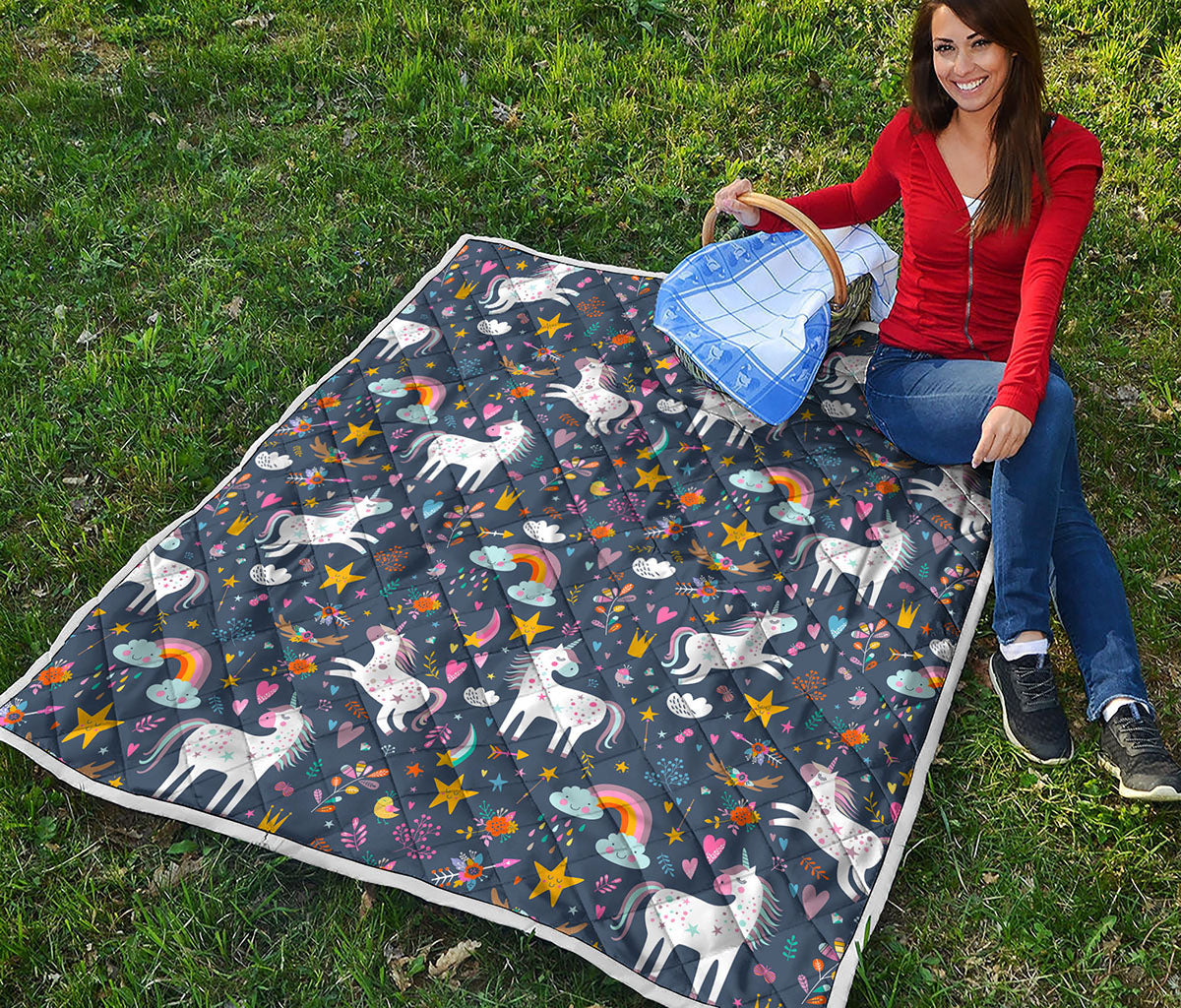 Unicorn Dream Cartoon Pattern Print Quilt