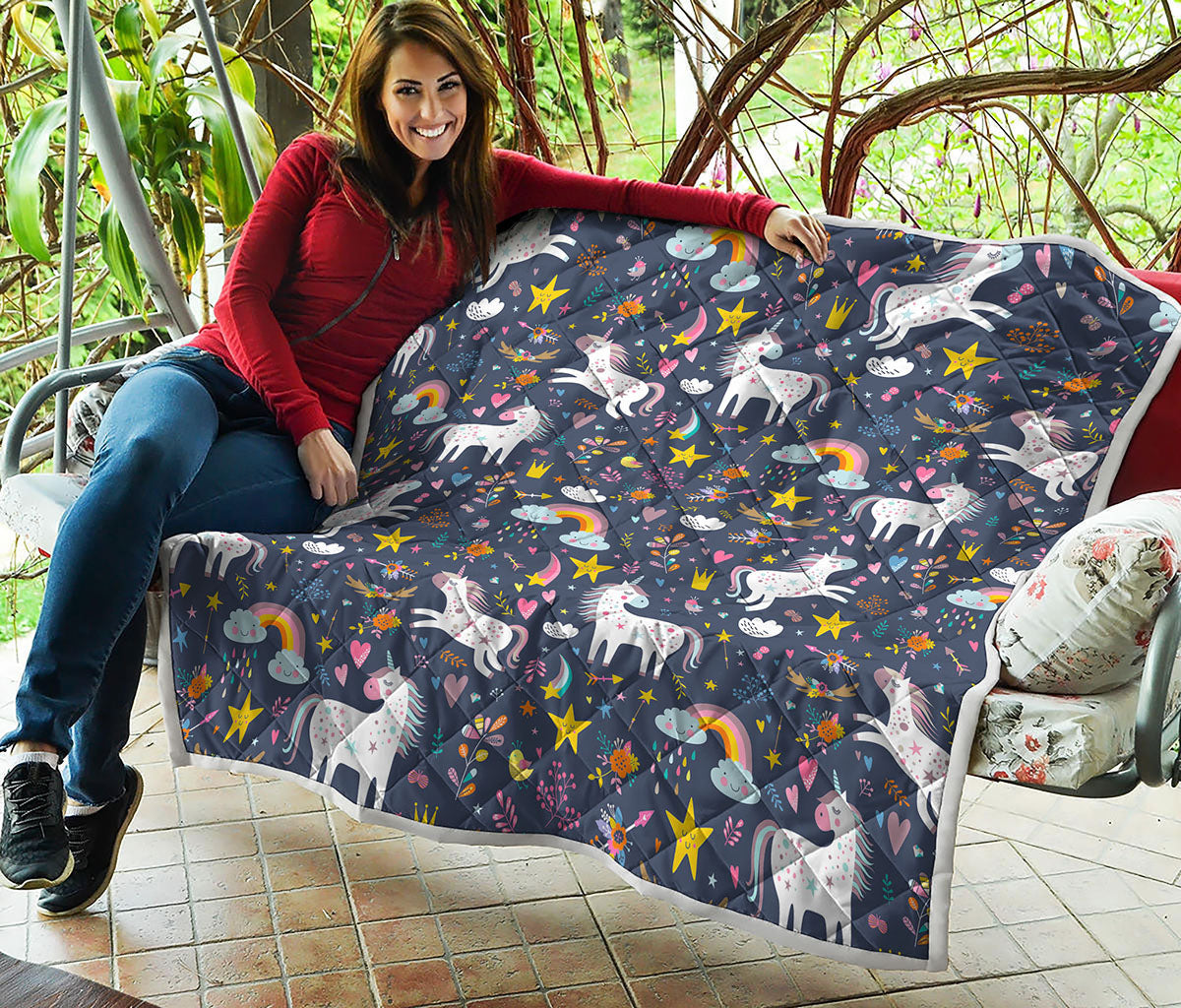 Unicorn Dream Cartoon Pattern Print Quilt