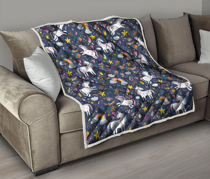 Unicorn Dream Cartoon Pattern Print Quilt