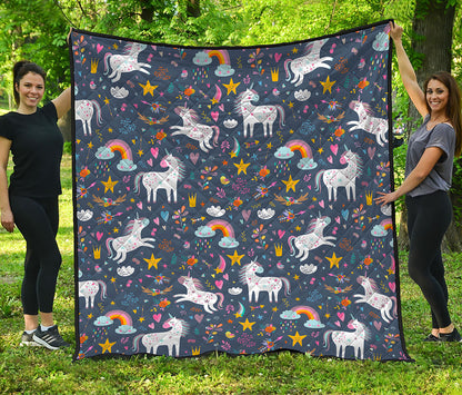 Unicorn Dream Cartoon Pattern Print Quilt