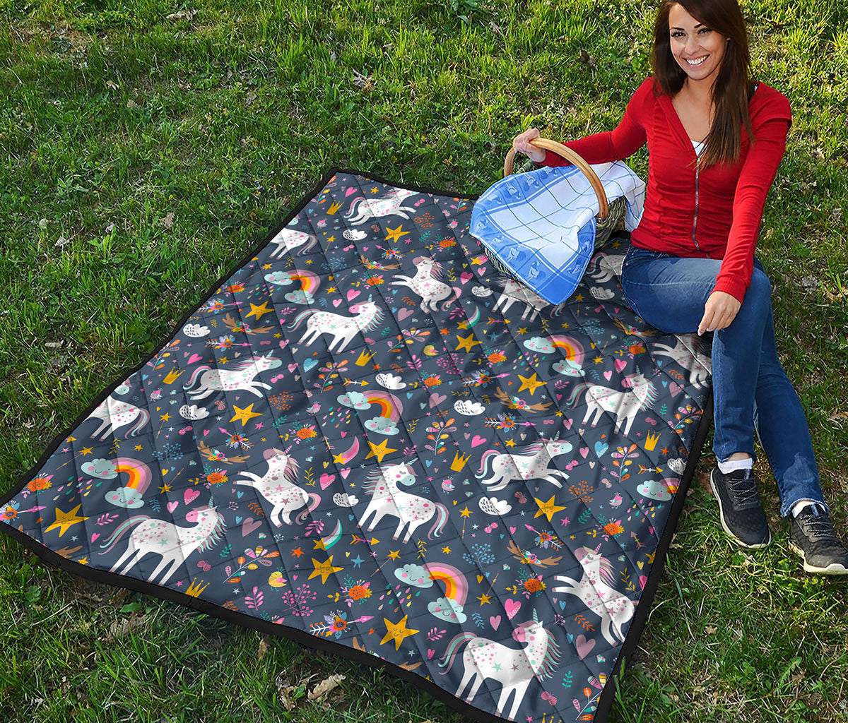 Unicorn Dream Cartoon Pattern Print Quilt