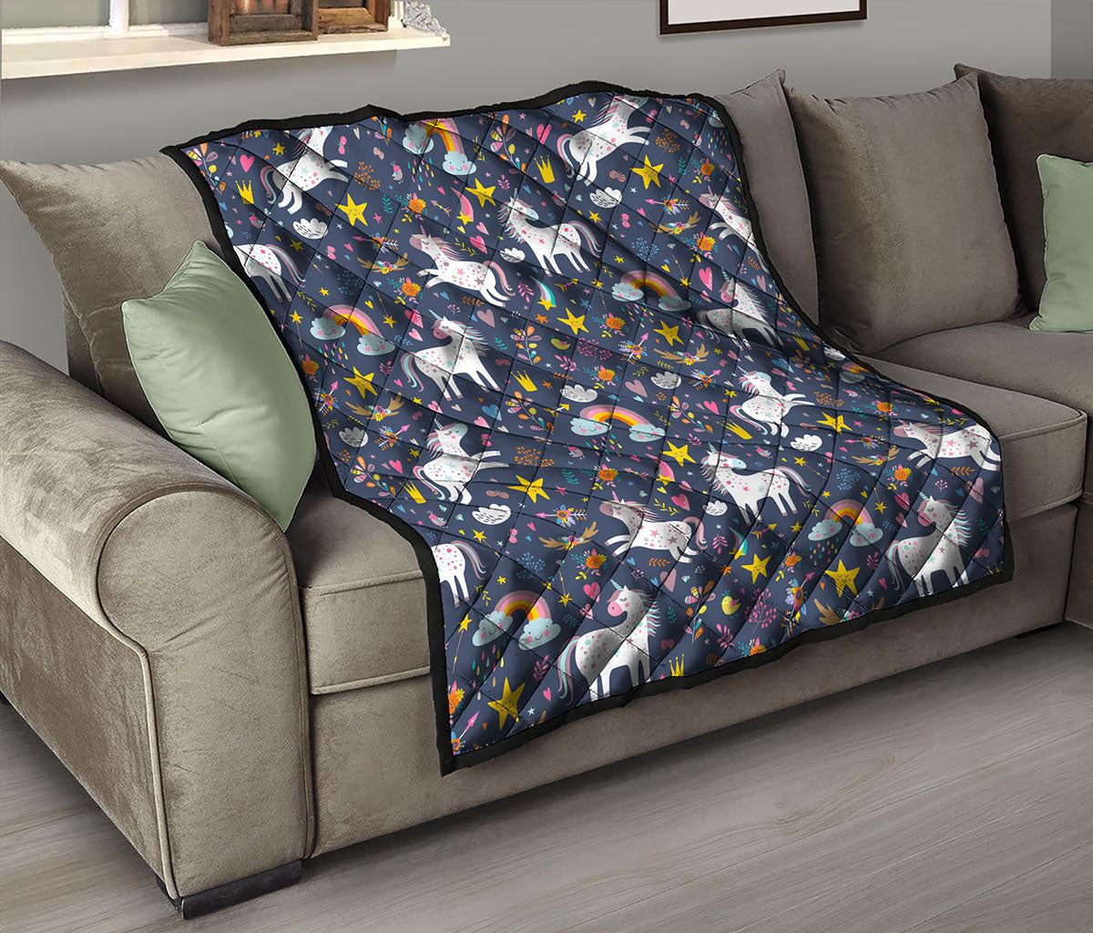 Unicorn Dream Cartoon Pattern Print Quilt