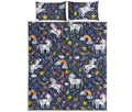Unicorn Dream Cartoon Pattern Print Quilt Bed Set