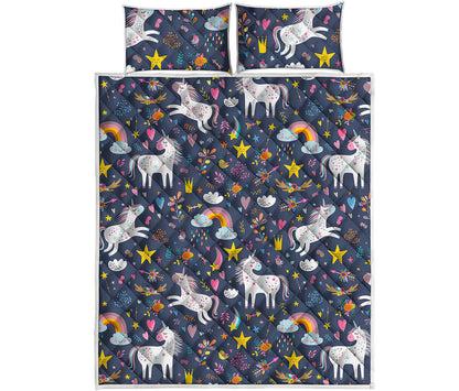 Unicorn Dream Cartoon Pattern Print Quilt Bed Set
