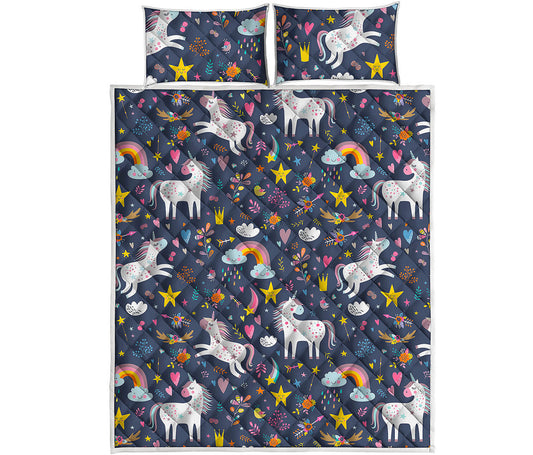Unicorn Dream Cartoon Pattern Print Quilt Bed Set